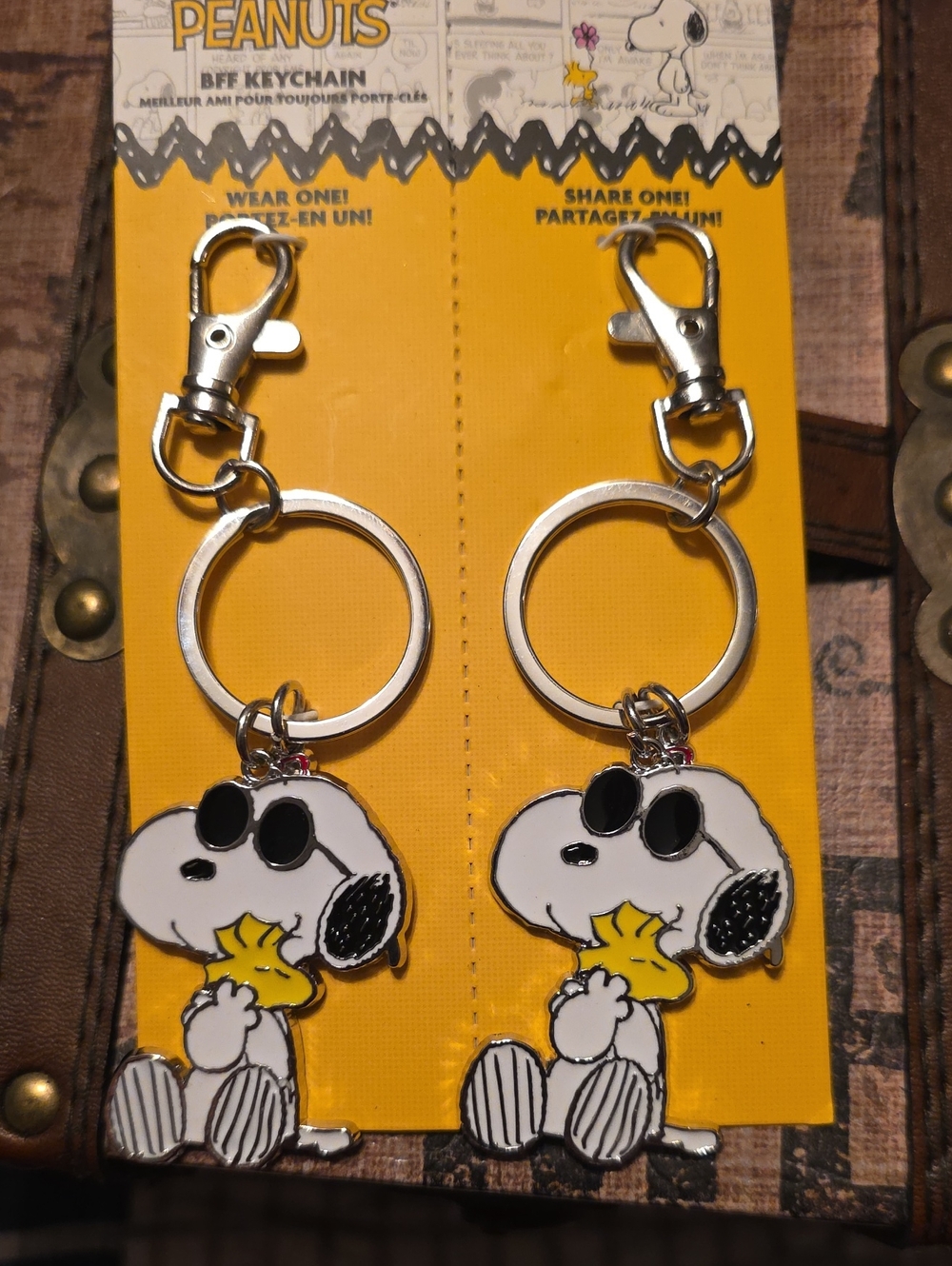Peanuts Snoopy & Woodstock BFF Keychain Duo - Yellow & White NWT